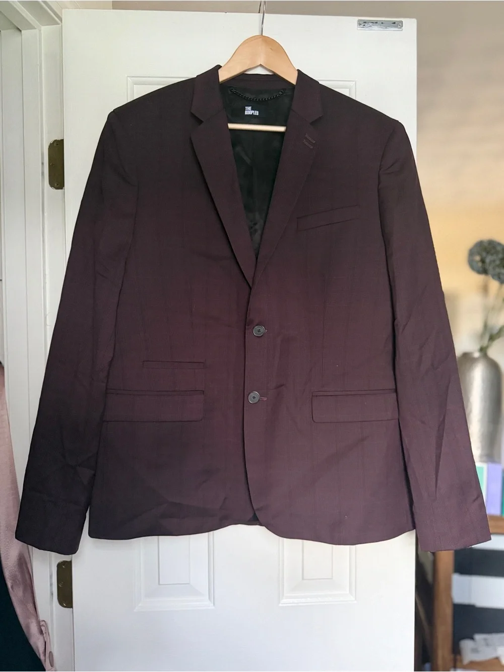 The Kooples Men's Structured Fitted Plum Blazer - French Sz 52=US L